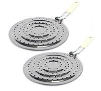 Lot de 2 diffuseurs de chaleur à double épaississement, réducteurs de flamme, plaque de mijotage en acier inoxydable pour cuisinières électriques et à gaz, 20,3 cm pour cuisinière à gaz, conduit la