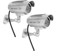 2 Pack Dummy House Alarm Solar Powered Outdoor Dummy Alarm with Realistic Red Flashing Light Sensor and Warning Sticker