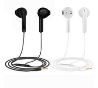2 Pack Écouteurs, écouteurs Intra-Auriculaires filaires, Casque antibruit avec Microphone, Compatible avec Les tablettes et Ordinateurs Portables Samsung Huawei MP3 Players (Noir + Blanc)