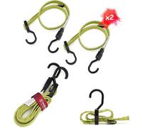 2 Pack Elastic Tie Down Straps With Plastic HookSafety Buckle For Luggage,Bike,Trailer,Camping And Heavy LoadUniversal Adjustable Length Reflective Yellow