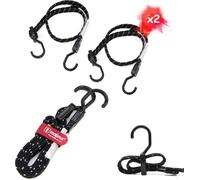 2 Pack Elastic Tie Down Straps With Plastic HookSafety Buckle For Luggage,Bike,Trailer,Camping And Heavy LoadUniversal Adjustable Length Reflective Black