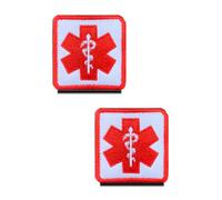 2 Pack Embroidered Emergency Medical Paramedic Medic Cross Patch - Perfect for First Aid Pouch, EMT, EMS, Trauma, Medical, Paramedic, First Response Rescue Kit -EMT Red