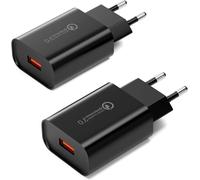 (2 Pack) Fast Charger Usb Mains Plug For Samsung Galaxy S21 20 S10 S9 S8 S7 A55 A53 A50 A40 A34 A20 A15 A13 A03 M34, For Iphone Xiaomi Huawei Oppo Oneplus, Quick Charge 3.0 18w Adapter