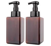 2 Pack Foaming Soap Dispenser 15oz Refillable Foam Liquid Hand Soap Empty Plastic Pump Bottle Container for Bathroom Vanities, Kitchen Sink, Hospital, Clinic, Amber Brown 450ml