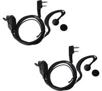 2 Pack G-Shape Walkie Talkie Safety Earbud with Push-to-Talk Microphone for Kenwood UV-5R UV-82 Midland Wouxun 2 Way