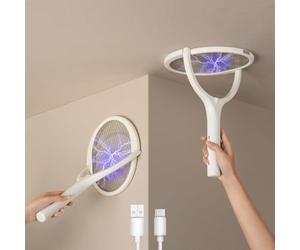 2-Pack GeckoMan Tête Rotative Raquette Électrique Insectes Rechargeable Raquette Anti Moustique Électrique Raquette Moustique Électrique Tapetteà Mouche Piège Anti Mouche