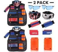 2 Pack Gilet Tactique jouet Nerf pistolet N-strike Elite Series lunettes de protection/masque/bande/Clip de balles - Lewin Deal G
