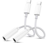 2 Pack Headphone Adapter For Iphone To 3.5mm Lightning To Jack Headphone Adapter Compatible With Iphone 14 13 12 11 Pro/Xs Max 8 7 Plus Compatible With All Ios System (White)