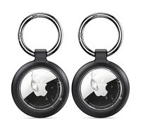 2 Pack Holder Compatible with Apple AirTag, Transparenter Case & Carbon Fiber Look for Air Tag, Scratch Resistant Holder for Pet Collar, Luggage Tag and Keyring (Black)