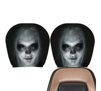2 Pack Horror Car Headrest Covers, Creepy Scary Face Design | Halloween Automotive Headrest Protector, Universal Interior Accessory For Car Truck Van SUV