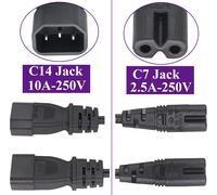 (2-Pack) IEC 320 C14 à Double C7 Y Splitter câble Adaptateur Secteur 10A 125V IEC 3 Pôles Mâle à 2X2 Pôles Femelle Figure 8 Fiche pour TV LED etc Convertisseur(0.3m/1Pied)(C14 à 2xC7)
