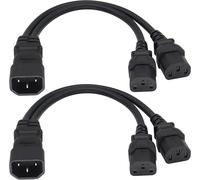 (2 Pack)IEC 320 C14 to 2xC13 Y Splitter AC Plug Extension,10A 125A Dual C13 to C14 Type PDU Computer AC Power Cable for Computer LED HDTV Monitor and Scanner (0.3m/1ft) (C14 to 2xC13)