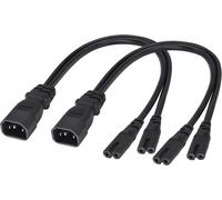 (2-Pack) IEC 320 C14 to Double C7 Y Splitter Cable AC Adapter 10A 125V IEC 3 Pole Male to 2X2 Pole Female Figure 8 Plug for LED TV etc Converter (0.3m/1ft) (C14 to 2xC7)