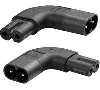 2 Pack IEC 320 C8 to C7 Power Adapter,90 Degree Angle,C8 Male to C7 Female,for Laptop Printer Scanner 2 Pack (Left & Right Angle)