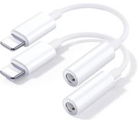 2 Pack Iphone Jack Adapter [Apple Mfi Certified] Lightning Adapter 3.5 Mm Jack Adapter Earphone Aux Audio Cable Headphone Dongle Accessories Compatible With Iphone 14/13/12/11/Xs Max/Xr/X/8/7