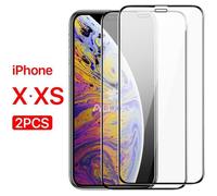 2 PACK iphone X Plein verre trempé, film de protection d'écran en verre trempé pour iPhone X / XS