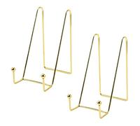 2 Pack Iron Display Stands Holders, Gold Iron Easel Plate Holder Display Stands Holder Stand for Displays Card, Decorative Plates Dish, Tabletop Artwork Easels