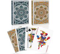 2 Pack Jeu De Carte Jeux De Cartes Index Standard Poker Professionnelles Pour Les Familles Jeux De Cartes Fête Texas Holdem Poker Blackjack Euchre Canasta Pinochle Jeu De Cartes (Vert/Orange)