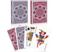 2 Pack Jeu De Carte Jeux De Cartes Index Standard Poker Professionnelles Pour Les Familles Jeux De Cartes Fête Texas Holdem Poker Blackjack Euchre Canasta Pinochle Jeu De Cartes (Rose/Violet)