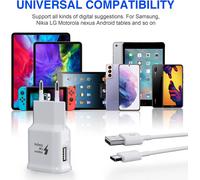 2-Pack Kit Chargeur Rapide Adaptatif Avec 120cm Câble Usb Type C Compatible Avec Samsung Galaxy S8 S8+ S9 Plus S9+ S10 S10 Plus S10e A50 A51 A40 A42 5g A5 Usb-C, Chargeur Rapide Bloc D'alimentation