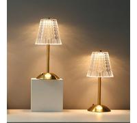 2 Pack lampe de table en cristal,Lampe LED en cristal d'éblouissement sans étape avec 3 modes,Lampes de table LED rechargeables pour chambre à coucher,Lire,Bureau,Bar à la maison (Section B, 2 Pack)