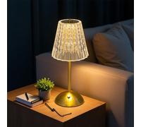 2 Pack lampe de table en cristal,Lampe LED en cristal d'éblouissement sans étape avec 3 modes,Lampes de table LED rechargeables pour chambre à coucher,Lire,Bureau,Bar à la maison (Section B, 1 Pack)