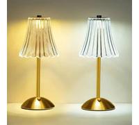 2 Pack lampe de table en cristal,Lampe LED en cristal d'éblouissement sans étape avec 3 modes,Lampes de table LED rechargeables pour chambre à coucher,Lire,Bureau,Bar à la maison (Section A, 2 Pack)