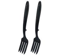 2 Pack Large Heat Resistant Silicone Forks Non Stick Kitchen Fork for Mixing Ingredients, Puree, Whipping Eggs and Baking (Black)