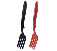 2 Pack Large Heat Resistant Silicone Forks Non Stick Kitchen Fork for Mixing Ingredients, Puree, Whipping Eggs and Baking (Black + Red)