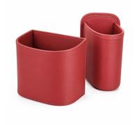 2 Pack Leather Car Door Cup Holder & Car Door Organizer Set (Red)