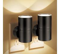 2 Pack LED Night Light Plug in, Modern Night Lights Plug into Wall, Dusk to Dawn Sensor, Soft White 3000K-4500K, 0-100LM Adjustable Brightness, Dimmable Night Lights for Hallway Bedroom Stairway