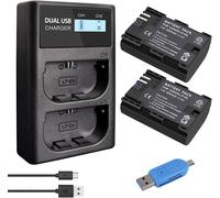 2 Pack LP-E6 LP E6N Batterie de Remplacement et Chargeur de Batterie USB LCD Double Compatible pour Canon EOS 80D,6D,7D,70D,60D,5D Mark III,5D Mark II,BG-E14,BG-E11,BG-E9,BG-E7