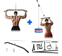 [2-Pack] Lyndwin Barre Tirage Musculation avec Poulie Musculation, Fitness DIY LAT Pulldown Machine Systeme Maison Musculation Kit Double Corde Poignet Poulie Haute et Basse
