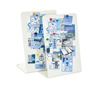 2 Pack Magnet Board, Tableau d'affichage magnétique pour les tables, Tableau d'affichage magnétique métallique, Suport d'affichage magnétique pour les tables à la maison (Blanc, L (Pack of 2))
