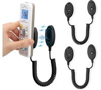 2-Pack Magnetic Remote Control Brackets with Spring Cords - Adhesive Wall Mount, Anti-Lost, Extendable Spring for Optimal Security (Black 43 Inch, Pack of 2)