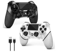 2 Pack Manette Sans Fil Pour Ps4，Contrôleur De Jeu Pour Ps4/Pro/Slim/Pc，Gamepad Joystick Avec Turbo (Non Noir Et Blanc)