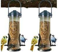 2 Pack Mangeoire Oiseaux Exterieur, Tube Mangeoire Oiseaux avec Un Support De Repos, Graine Tournesol Oiseaux Suspension, pour Attirer Toutes Sortes De Distributeur Graines Oiseaux Exterieur (A)