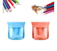 2 Pack Manuel D'aiguillage À Crayon Avec Couvercle, Aiguillage À Crayon Manuel Trois Trous Compact Coloré Aiguillage Pour Adultes Étudiants, Aiguillage Portable Pour L'école(Mix-B)