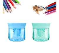 2 Pack Manuel D'aiguillage À Crayon Avec Couvercle, Aiguillage À Crayon Manuel Trois Trous Compact Coloré Aiguillage Pour Adultes Étudiants, Aiguillage Portable Pour L'école(Mix-A)