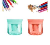 2 Pack Manuel D'aiguillage À Crayon Avec Couvercle, Aiguillage À Crayon Manuel Trois Trous Compact Coloré Aiguillage Pour Adultes Étudiants, Aiguillage Portable Pour L'école(Mix-C)