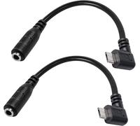 2 Pack Micro USB to Auxiliary 3.5mm Audio Cable,1/8"" Female to Micro USB 5 Pin Male Right Angle Cable for Active Headset Mic-6 Inch
