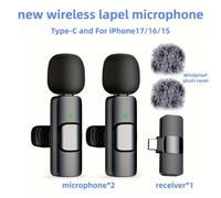 2-Pack Microphone Cravate Sans Fil USB Type-C Plug & Play, Réduction de Bruit Intelligente, Pour iPhone 17/16/15, Smartphones Android, Ordinateurs Portables, Convient pour Vlog, Réunion, Apprentissage