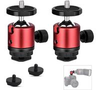 2 Pack Mini Ball Head Tripod Head with 1/4 Threaded Hole 360 Degree Rotation for Camera DSLR LED Light Ball Head Compatible with Nikon, HTC Vive VR, Monopod, Slider, Tripod