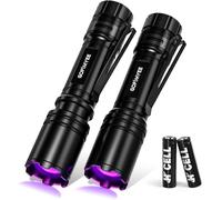 2 Pack Mini Black Light UV Flashlight with Adjustable Focus, 395nm Ultraviolet Lamp for Geocaching, Pet Urine Detector, Amber Hunting Etc