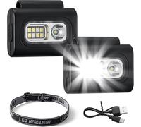 2 Pack Mini Portable Led Inspection Light, Magnetic Inspection Light With Elastic Straps, 6 Modes Flashlight For Running, Camping, Repair