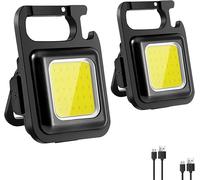 2 Pack Mini Portable Torch Small Light Rechargeable 800 Lumens Cob Mini Flashlight Waterproof Keychain Led Flashlight For Indoor Outdoor Camping Etc