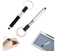 2 Pack Mini Universal Touch Screen Stylus Pen 3 in 1 Black and Silver Ballpoint Pen for Mobile Phone Tablet with Capacitive Touch Screen