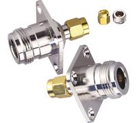 2 Pack N Femelle à SMA mâle 4 Trous connecteur de Panneau à Bride Type N à SMA RF connecteur à souder coaxial Adaptateur coaxial de Montage sur châssis