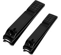 2 Pack Nail Clippers,Curved And Straight Nail Clippers For Hand And Toenails,High Quality Stainless Steel Nail Clippers,Nail Clippers (Black)