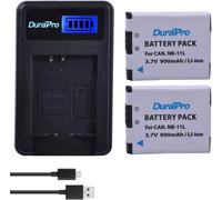 2 Pack NB-11L NB-11LH Li-ion Battery + LCD USB Charger for Canon PowerShot A2300 A2400 A2500 A2600 A3400 A3500 A4000 IS, ELPH 110 115 130 320 340 HS, IXUS 260 HS 5 132 D 140 155 150 145